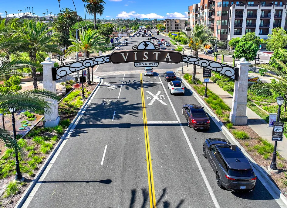The Vista, California archway on Paseo Santa Fe in North County San Diego
