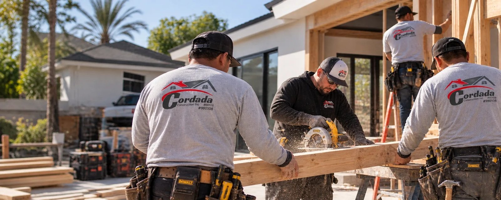 Cordada Construction crew framing a home in Vista, California