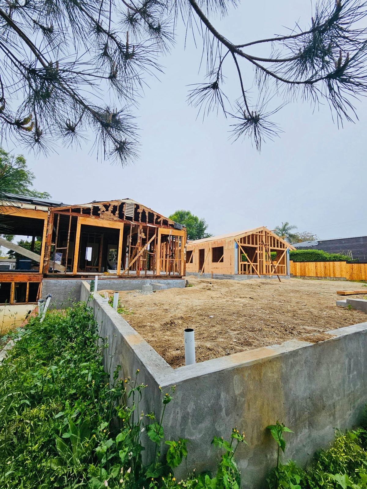ADU under construction in North County San Diego, framing and foundation in progress